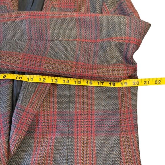Vintage Plaid Wool Blazer Career Options Red Jacket Size 12 - Picture 3 of 8